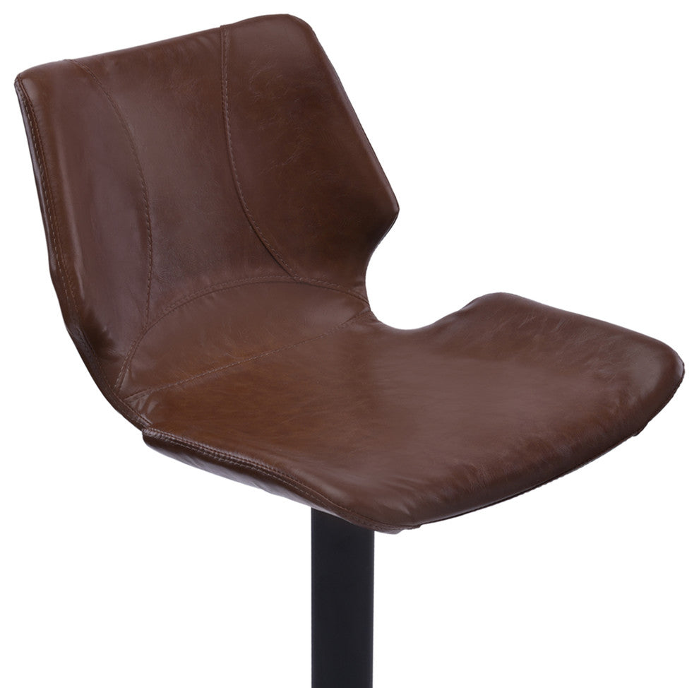 Zuma Swivel Metal Bar Stool, Adjustable, Matte Black Metal, Vintage Coffee