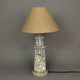 White and Grey Metal Mesh Seashell Filled Lighthouse Table Lamp with Cone Shade