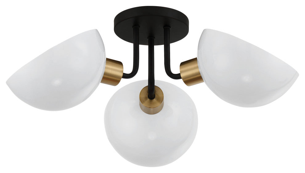 Gigi 3 Light Black & Aged Brass Ceiling Mount