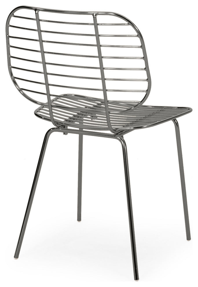 Alice Modern Glam Iron Dining Chair, Gunmetal