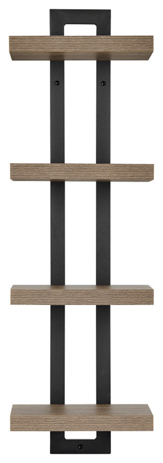 Danya B. 4-Tier Ladder Bracket Floating Wall Shelves Metal and MDF, Walnut