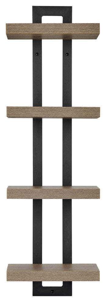 Danya B. 4-Tier Ladder Bracket Floating Wall Shelves Metal and MDF, Walnut