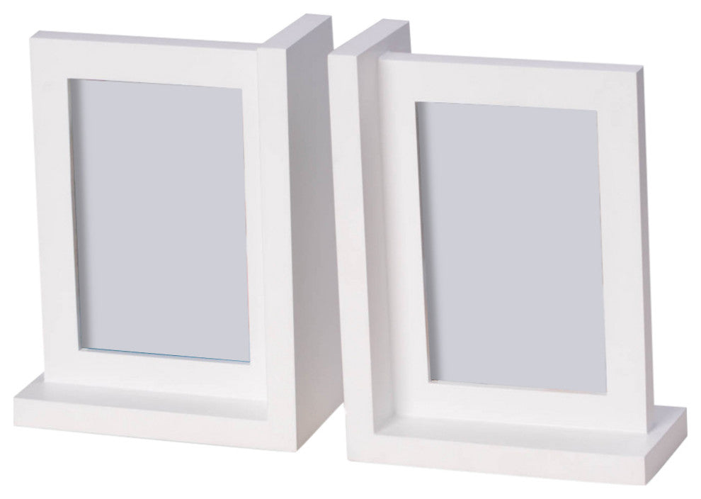 Picture Frame White Bookend, Solid Wood