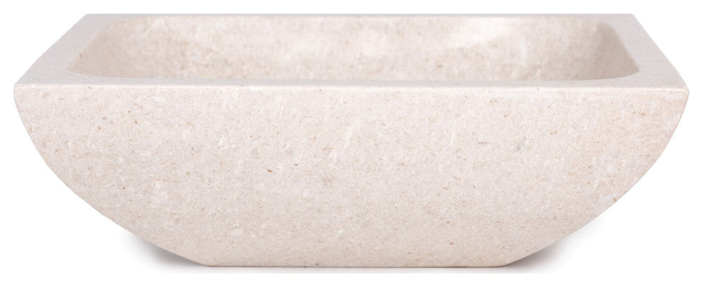 Natural Stone Vessel Bathroom Sink, Rectangular Travertine Sink, Ojinaga