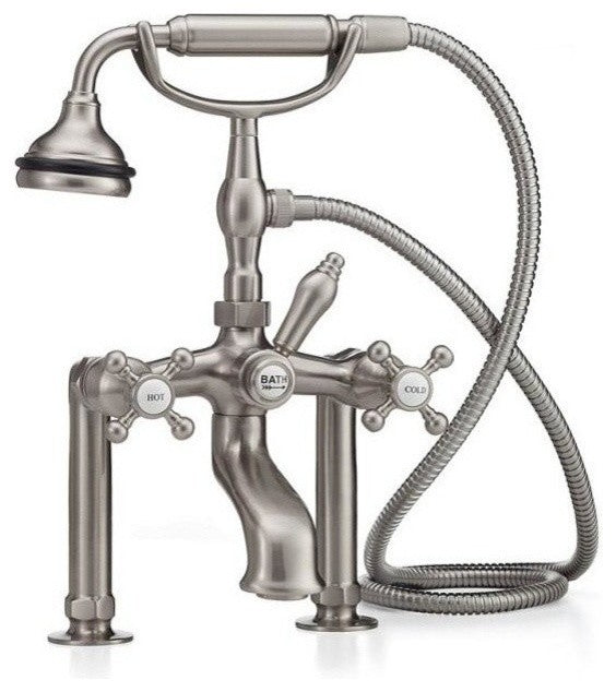 Cheviot Products 5100 Series Wall-Mount Tub Filler, Cross, Metal, Brushed Nickel