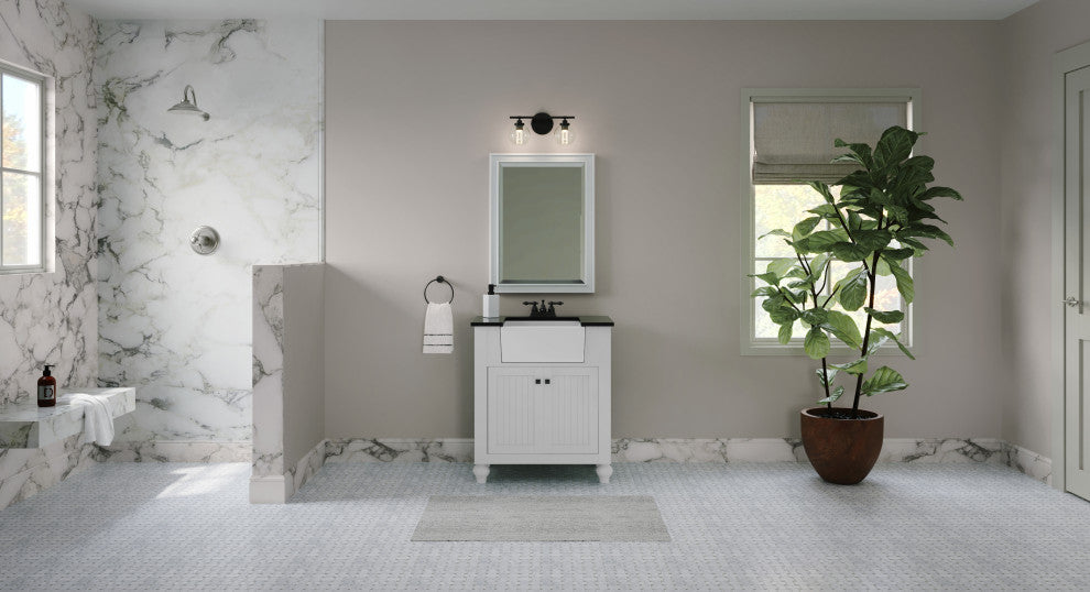 The Holsted Bathroom Vanity, White, 30", Single Sink, Freestanding