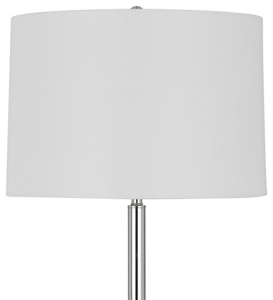 Benzara BM280525 Charlie 61" Floor Lamp Wood Table, 1 USB, Glossy, White, Brown