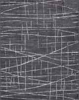 Low-Pile Pierce Charcoal/Ivory Rug, Charcoal, 10'x14'