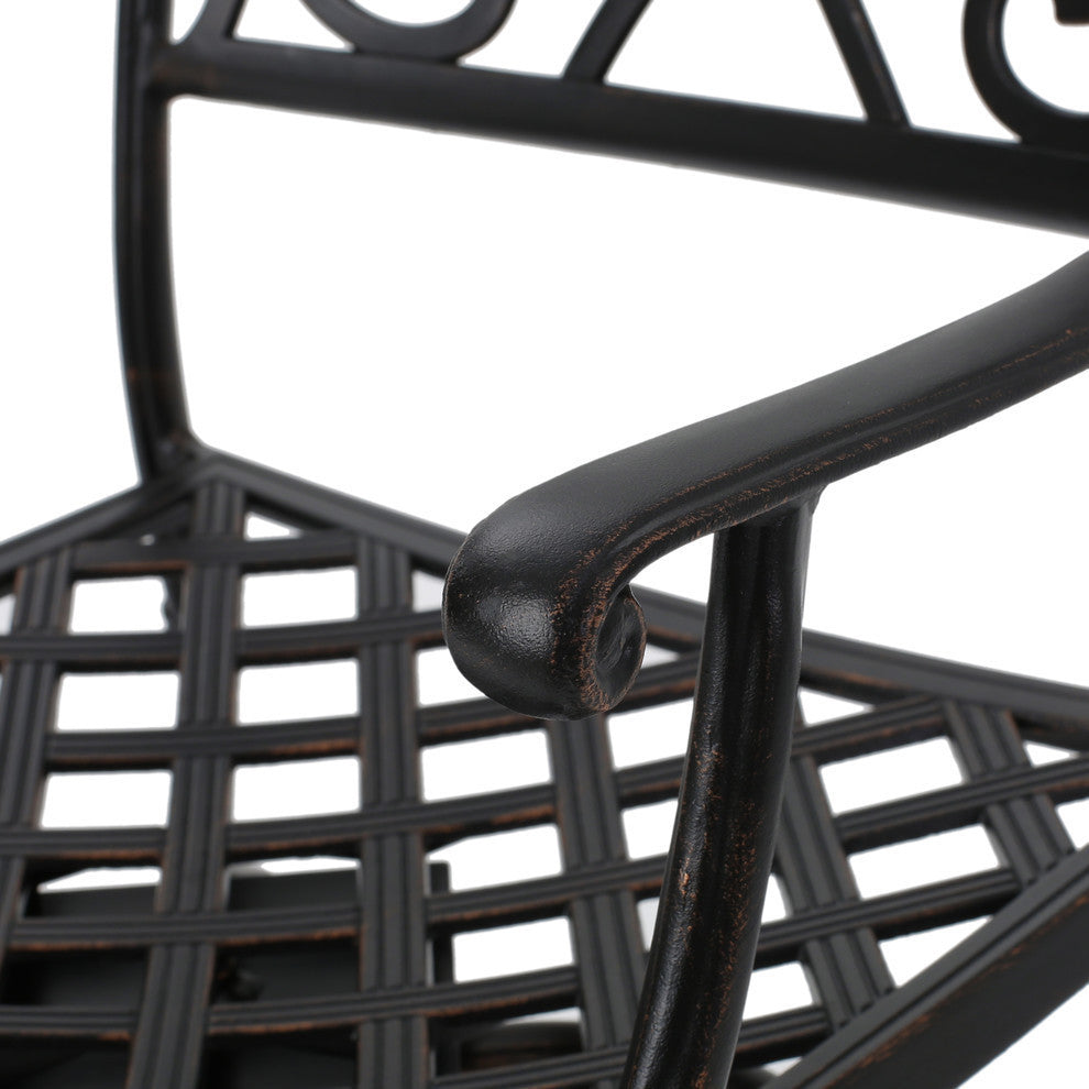 GDF Studio Paris Copper Finish Cast Aluminum Swivel Bar Stools, Set of 2