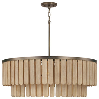 Capital Lighting 355661 Jada 6 Light 30"W Wood Pendant - Dark Brass