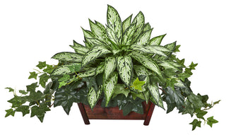 Silver Queen and Ivy Artificial Plant in Decorative Planter