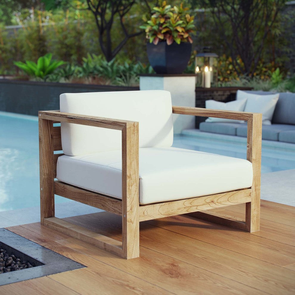 Natural White Upland Outdoor Patio Teak Armchair