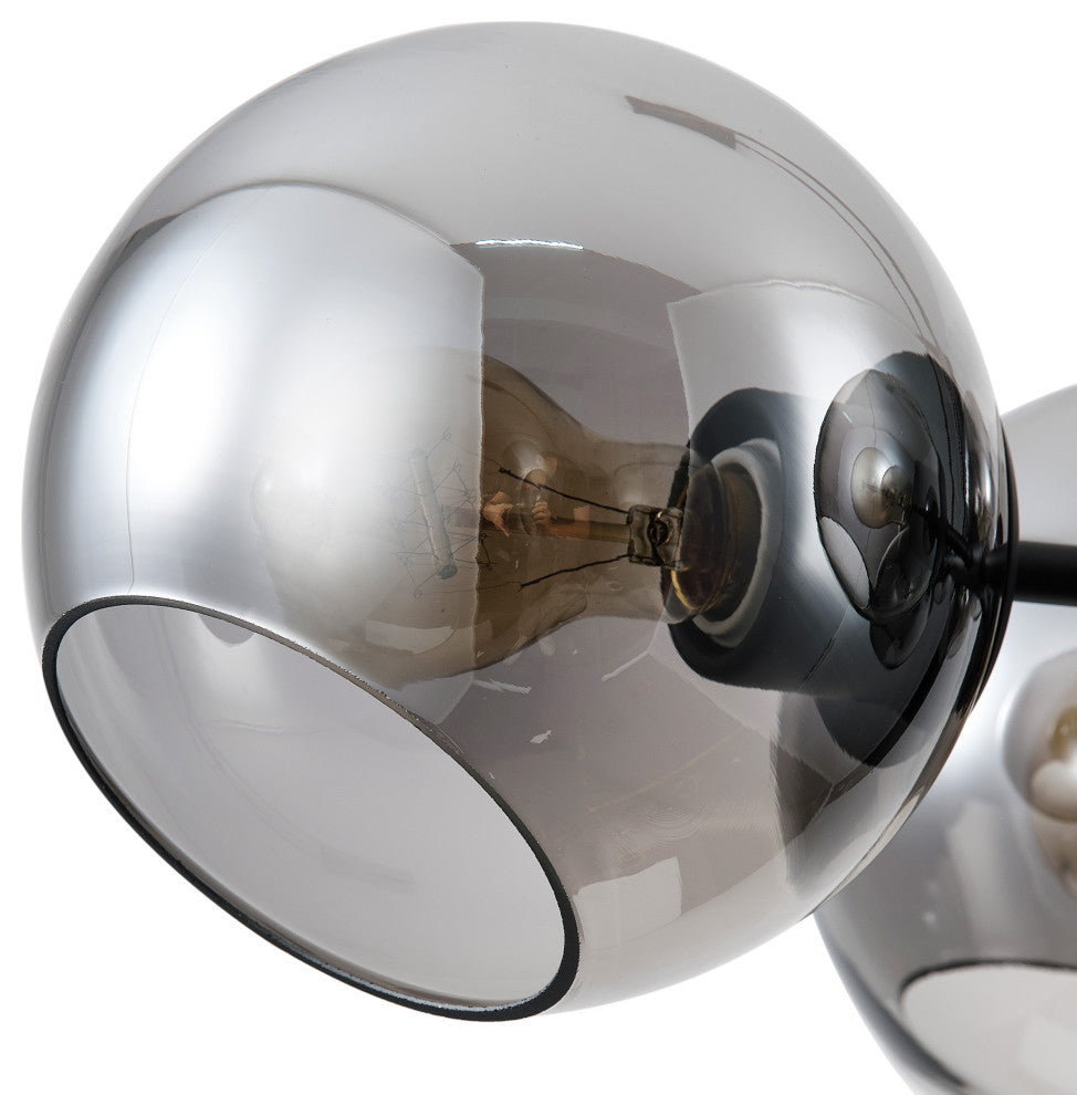 Mid Century Modern 8-Light Grey Glass Globe Sputnik Chandelier Lighting