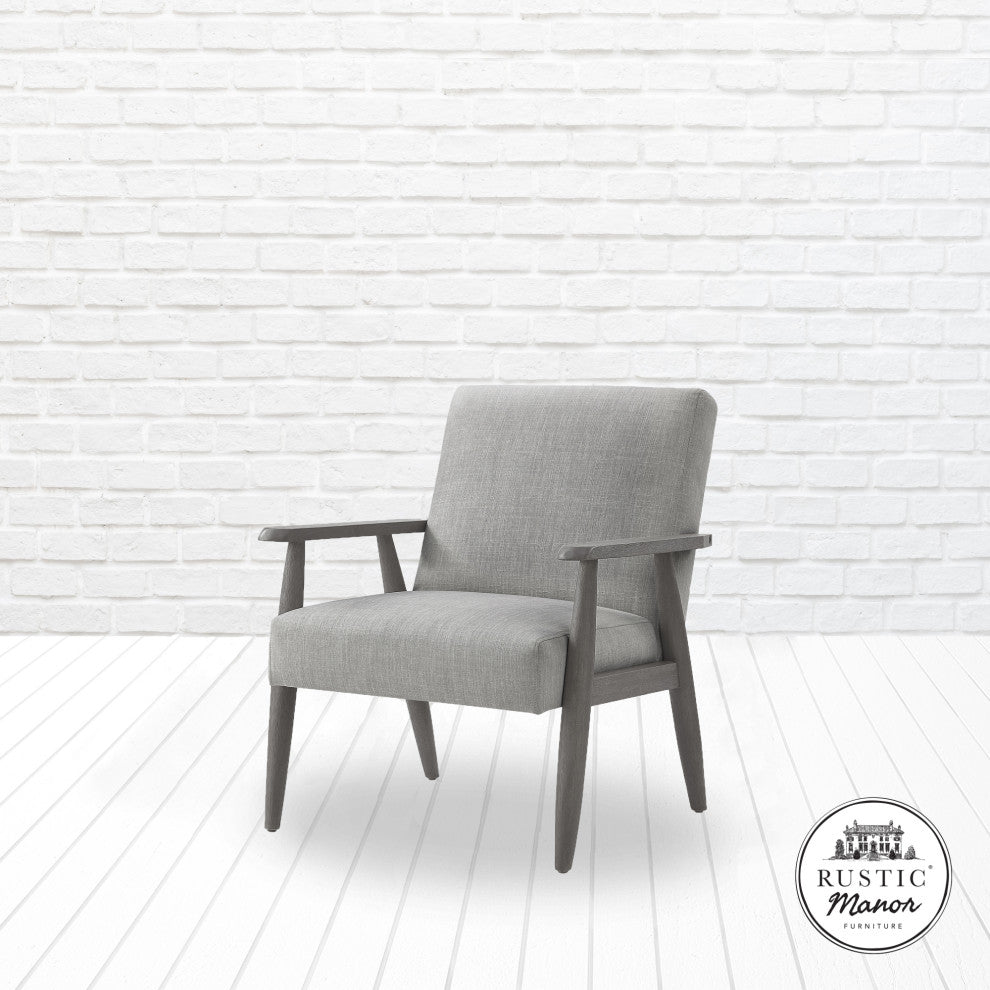 Rustic Manor Gian Armchair Upholstered, Gray and Gray Linen
