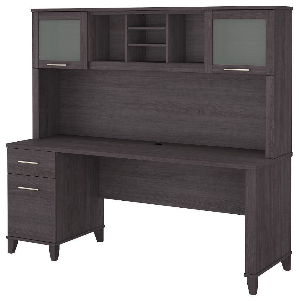 Bush Furniture Somerset 72" Office Desk With Hutch, Storm Gray