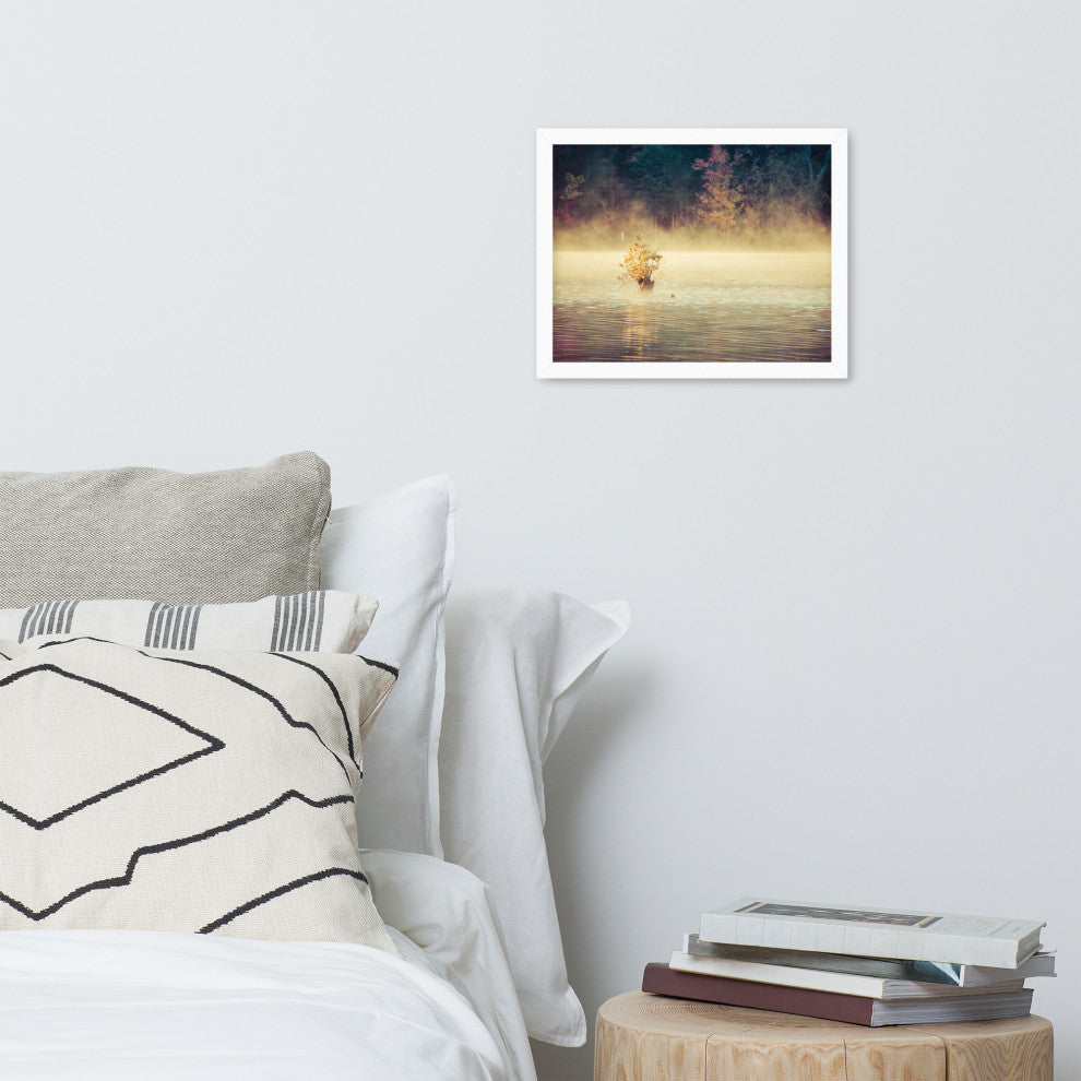 Golden Mist on Waples Pond Framed Photo Paper Wall Art Prints, White, 11" X 14"