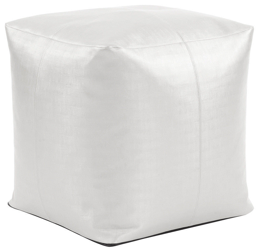 Pouf Square Ottoman With Cover, Mercury