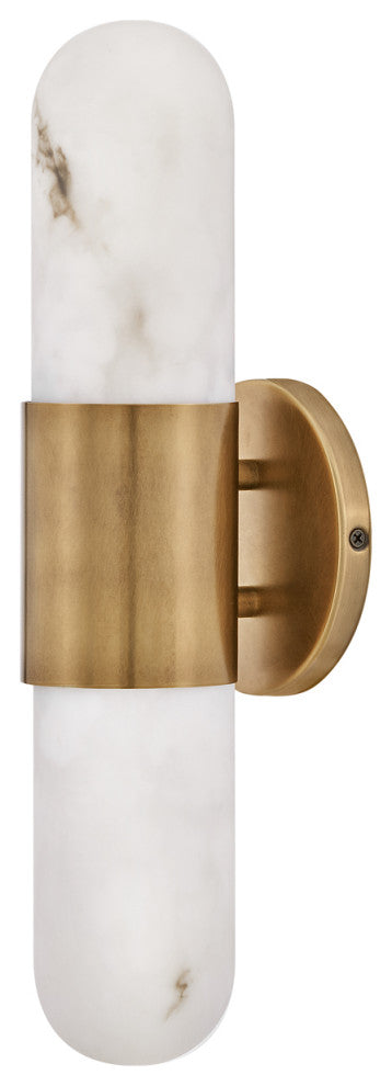 Hinkley Ibiza 16" Md LED Bath Vanity Light, Heritage Brass + Faux Alabaster