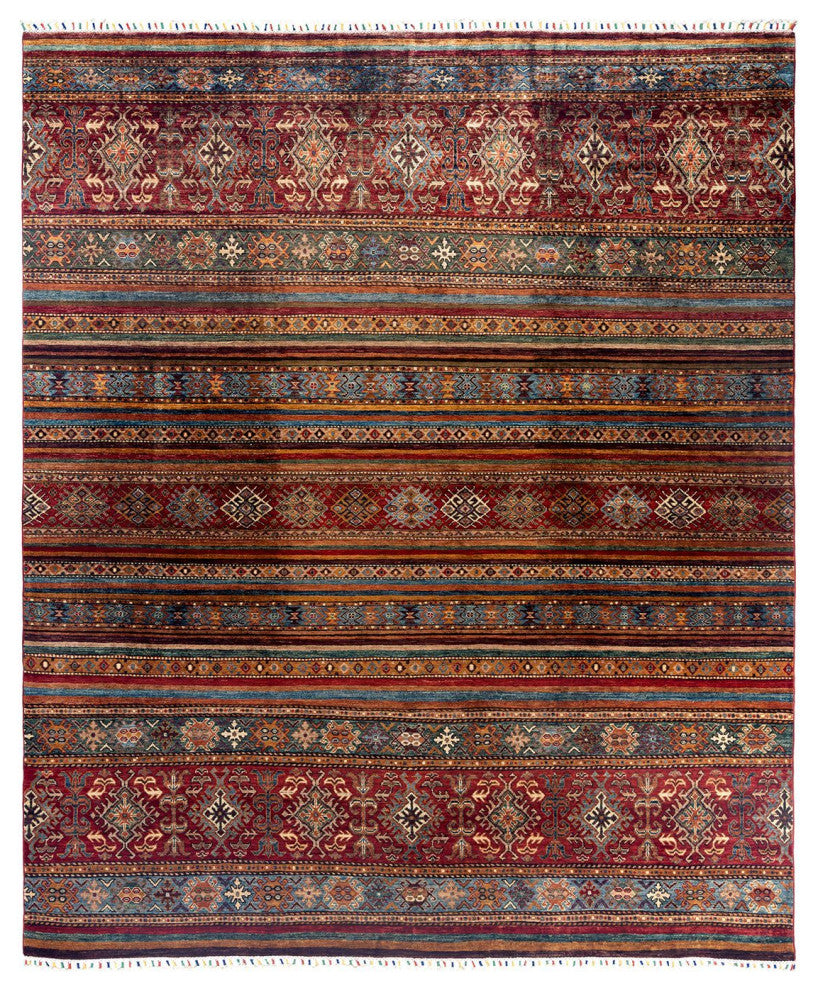 Tribal One-of-a-Kind Hand-Knotted Area Rug Red, 8' 4" x 9' 10"