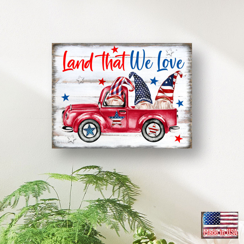 American Patriotic Tractor Wall Block, Medium 18x12