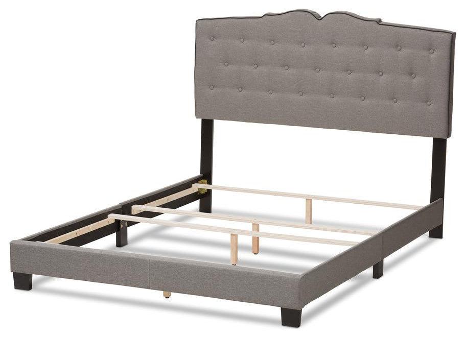 Vivienne Modern and Contemporary Light Gray Upholstered Queen Size Bed