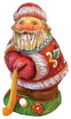 Hand Painted Mini Golfer Santa On Base Figurine