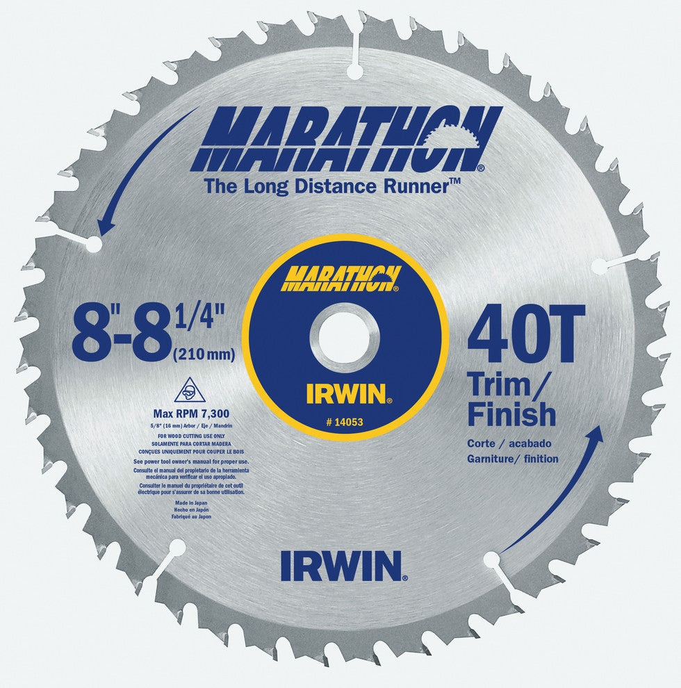 Irwin Tools 14053 Carbide Tipped MarathonÂ® Circular Saw Blade, 8-1/4", 40T