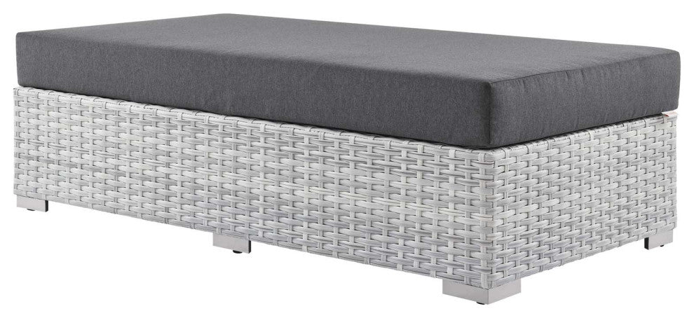 Convene Outdoor Patio Rectangular Ottoman Light Gray Charcoal