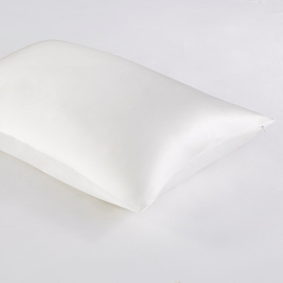 Madison Park Silk 100% Mulberry Single Pillowcase, White