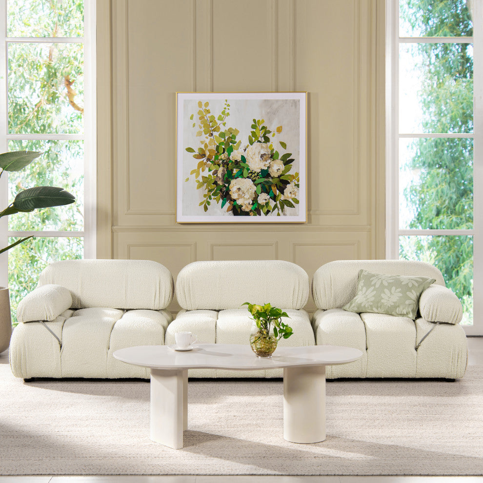 Marcel 109.5" Modular Sofa, Ivory White Boucle
