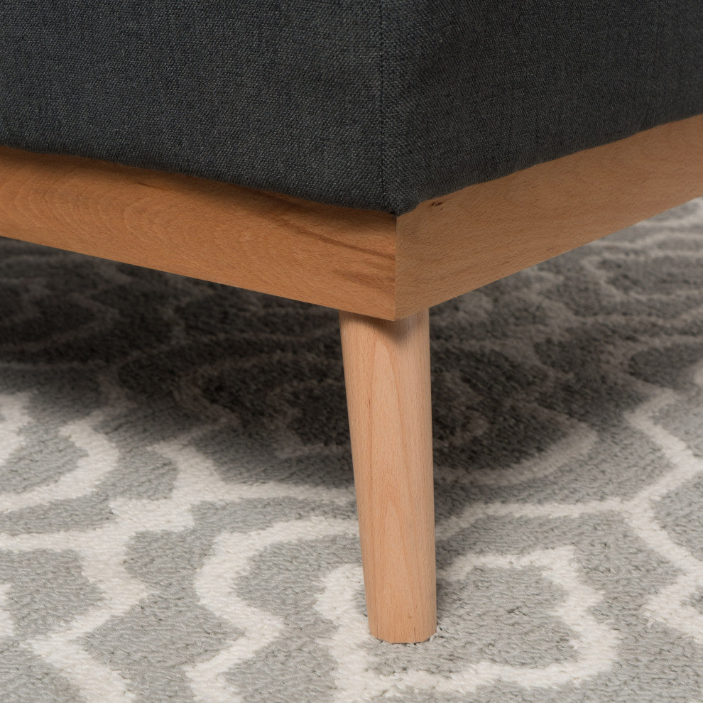 GDF Studio Lou Mid-Century Fabric Ottoman, Oxford Gray