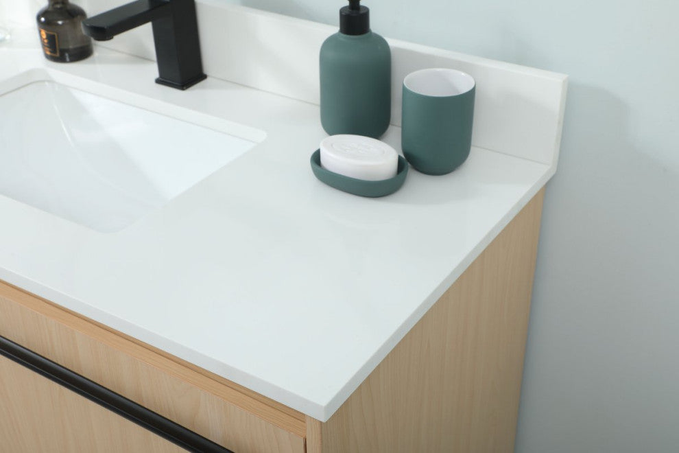 Sue 40" Single Bathroom Vanity, Maple, With Backsplash