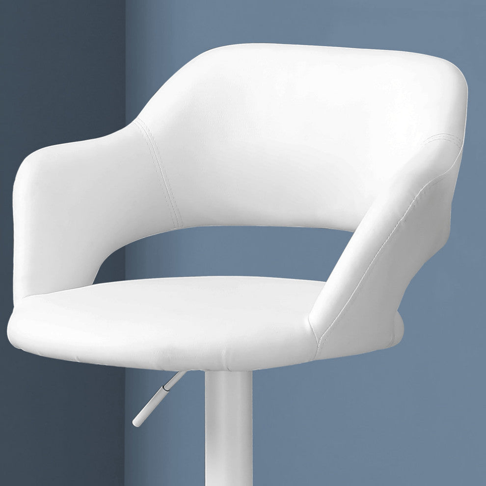 36" White Metal Low Back Bar Height Bar Chair With Footrest