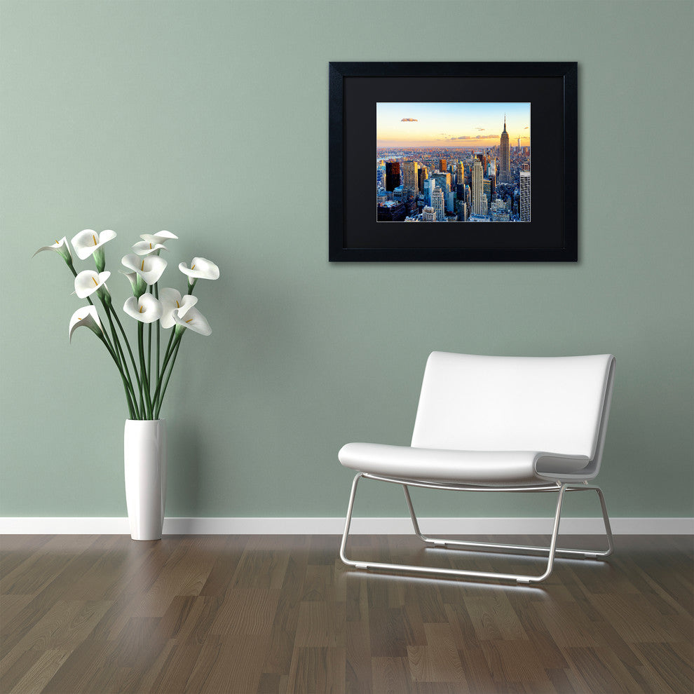 Philippe Hugonnard 'NYC at Sunset', Black Frame, Black Mat, 14x11
