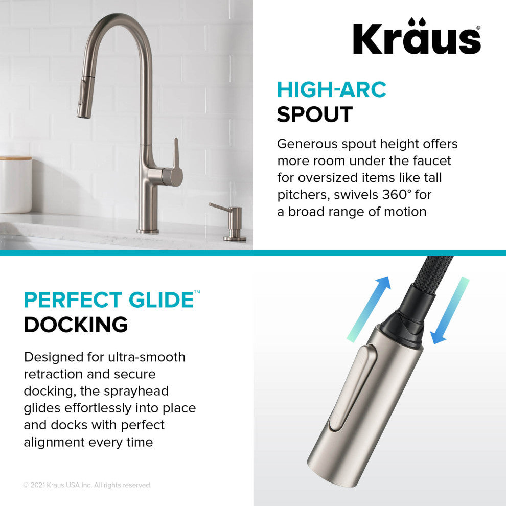 Oletto Pull-Down 1-Hole Kitchen Faucet, Spot Free Stainless Steel