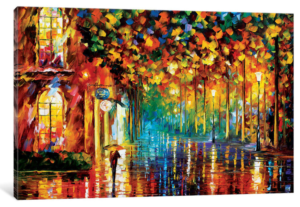 "Late Stroll Gallery" by Leonid Afremov, 18x12x1.5"