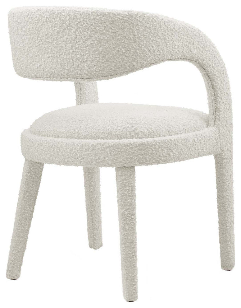 Pinnacle Boucle Upholstered Dining Chair Set of 2, Ivory