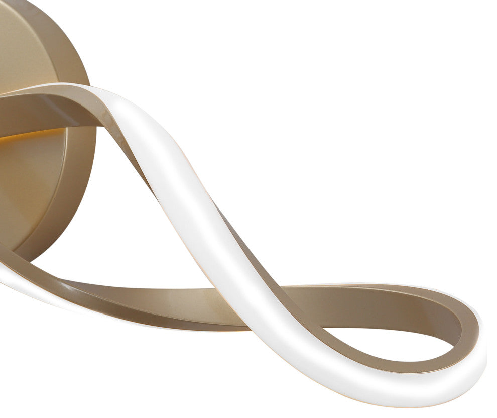 1-Light Modern Wavy Curved LED Vanity Light, Gold