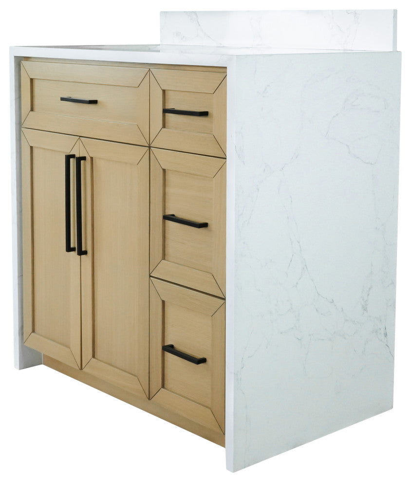 Palisade 36" Bathroom Vanity, Blonde, Engineered Marble