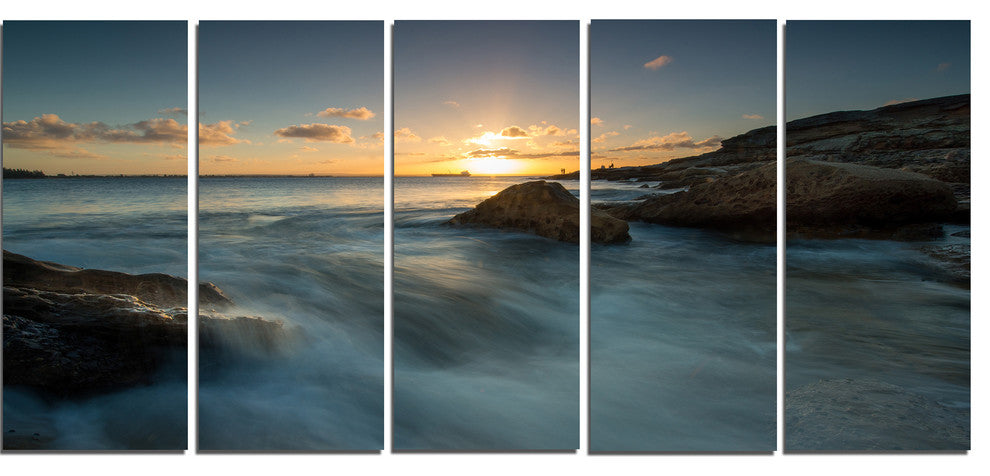 "Sydney Seashore at Sunset" Canvas Print, 5 Panels