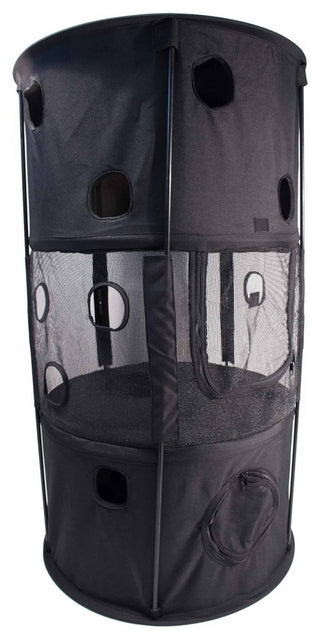 Climbertree Circular Obstacle Play-Active Collapsible Cat House, Black