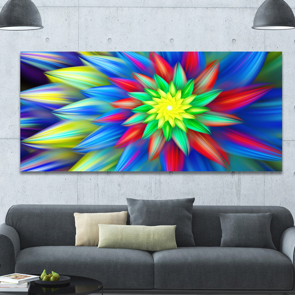 Dance of Bright Multi Color Flower, Large Floral Canvas Art Print, 60"x28"