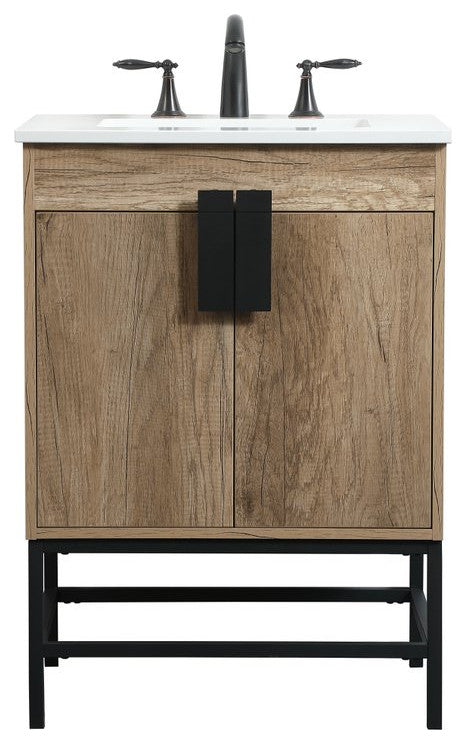 Home Living 19" Modern Natural Oak-Light Bathroom Vanity