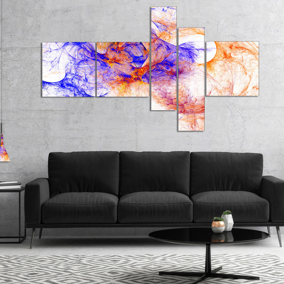 Wings of Angels Blue, Abstract Canvas art print, 60"x32", 5 panels