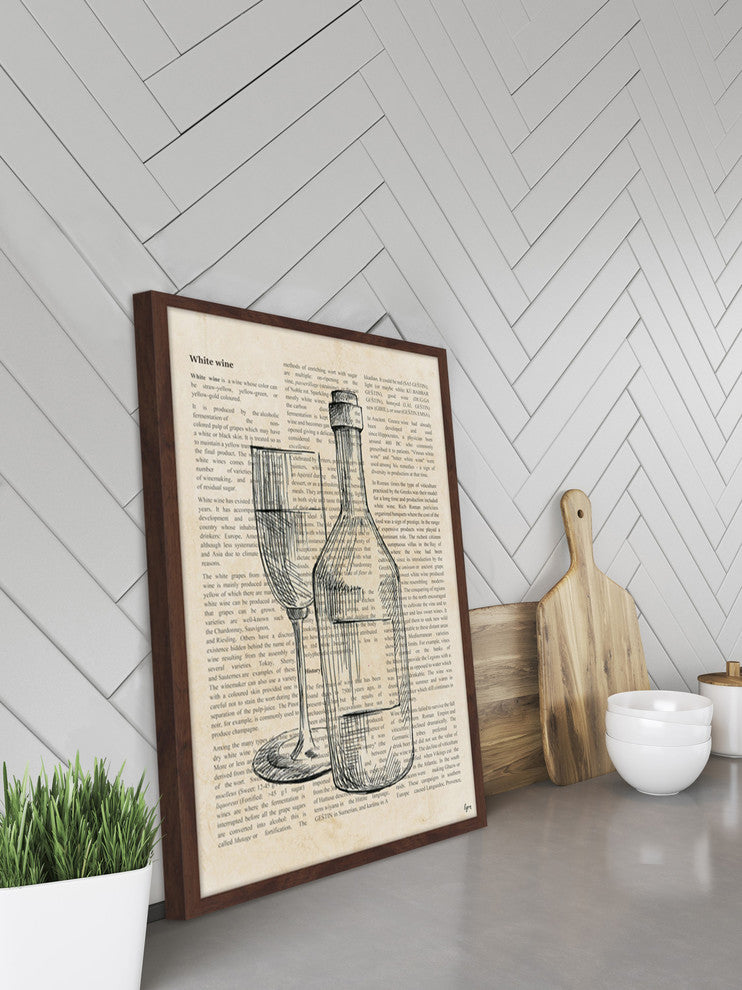 "White Wine History" Framed Painting Print, 12"x18"