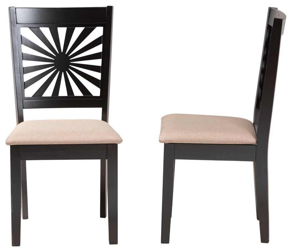 Loni Dining Collection, Beige/Espresso Brown, Dining Chair, Set of 2