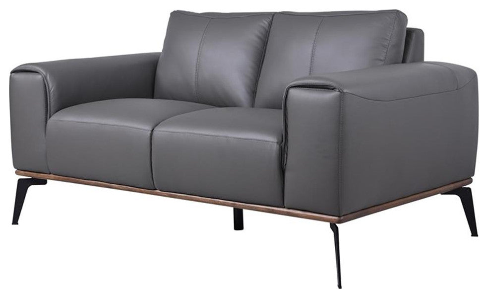 Porter Designs Pietro Top Grain Leather Loveseat - Gray