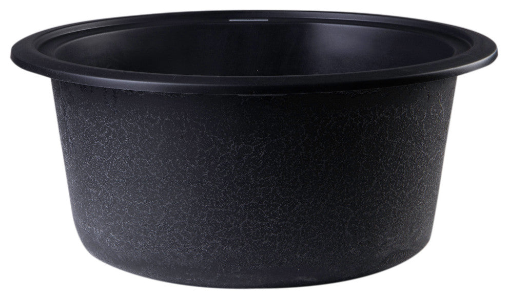 ALFI brand AB1717DI-BLA Black 17" Drop-In Round Granite Kitchen Prep Sink