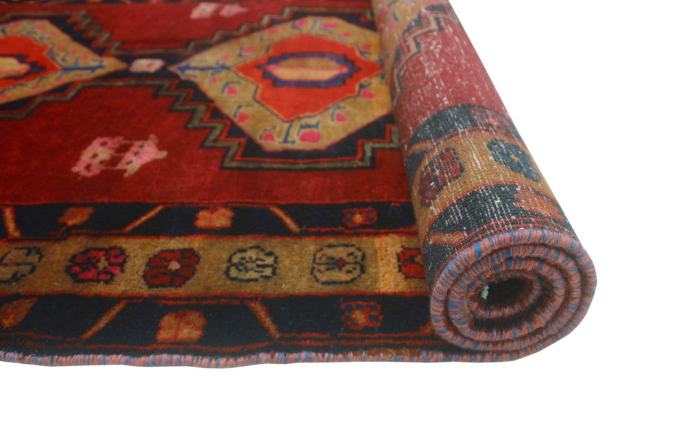 Fine Vintage Distressed Devon Rust/Gold Runner, 3'8x9'0