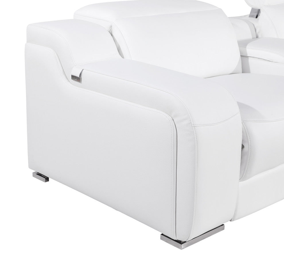 Marco-8-Piece 4-Power Reclining Italian Leather Sectional, White